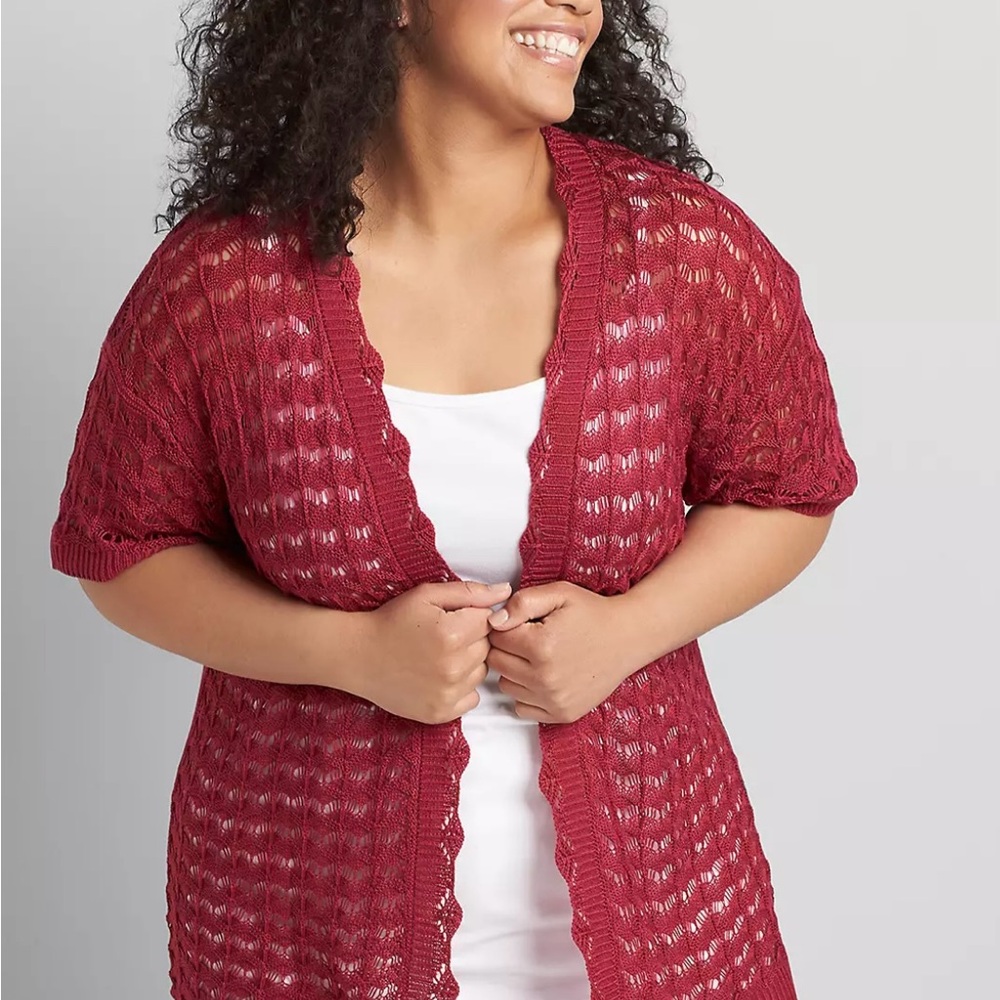 Lane Bryant Magenta Knit Cardigan